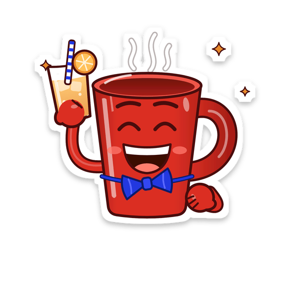 The Mug in a bow tie raising a citrus soda